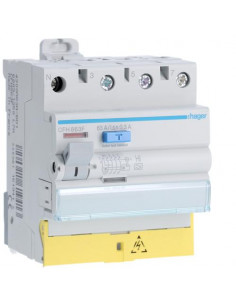Interrupteur différentiel 3P+N 63A 300mA type haute immunité à bornes décalées HAGER CFH863F