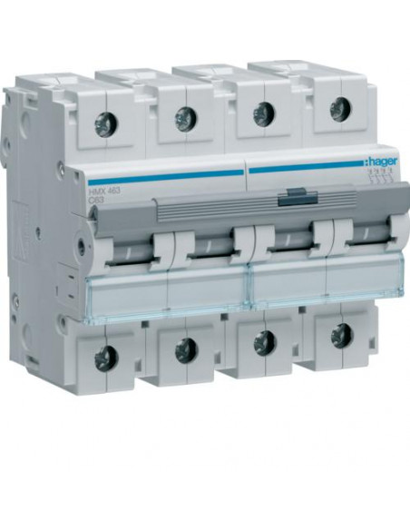 Disjoncteur 4P 50kA courbe C - 63A 6 modules HAGER HMX463