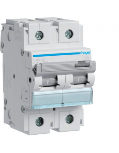 Disjoncteur 2P 15kA courbe C - 100A 3 modules HAGER HMC290