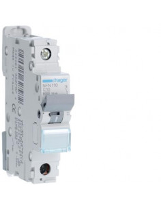 Disjoncteur 1P 6-10kA courbe C - 10A 1 module HAGER NFN110