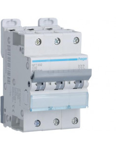 Disjoncteur 3P 6-10kA courbe C - 32A 3 modules HAGER NFT332