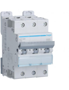 Disjoncteur 3P 6-10kA courbe D - 40A 3 modules HAGER NGT340