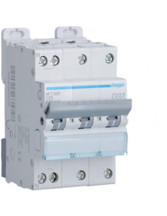 Disjoncteur 3P+N 10kA courbe C 20A 3 modules HAGER NFT820 2