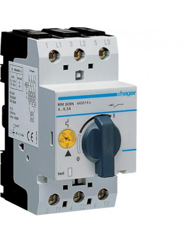 Disjoncteur moteur 4.0-6.3 A P 1.1-2.2 kW AC3 230-400 V 2.5 M IEC 947 HAGER MM509N
