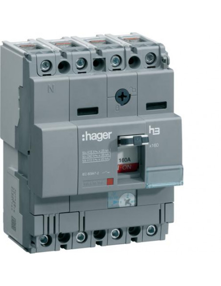 Disjoncteur boîtier moulé x160 4 Pôles 25kA 160A HAGER HHA161H