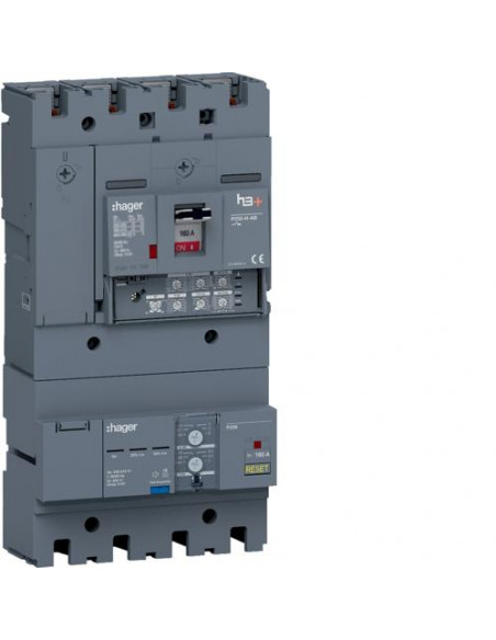 Disjoncteur Boitier Moulé avec Différentiel h3+ P250 LSI AB 4 Pôles 4D 160A 25kA HAGER HHT161JB