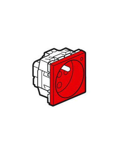 Prise 2P+T à détrompage avec voyant Mosaic bornes à vis 2 modules rouge antimicrobienne LEGRAND 077115