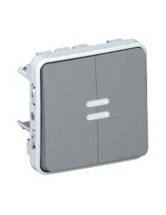 DOUBLE POUSSOIR LUMINEUX GRIS COMPOSABLE LEGRAND 069546