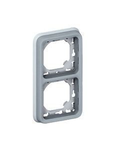 PLAQUE + SUPPORT 2 POSTES VERTICALE GRIS LEGRAND 069685