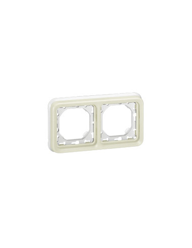 PLAQUE + SUPPORT 2 POSTE HORIZONTAL PLEXO BLANC LEGRAND 069694