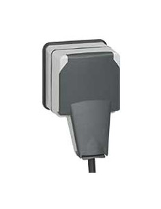 Prise de courant 2P+T volet IP66 fiche engagée Plexo complet 16A 250V~ gris LEGRAND 090465