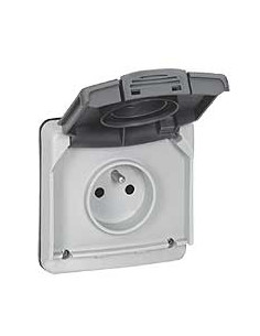 Prise de courant étanche 2P+T avec volet Plexo IP66 composable 16A 250V~ grise LEGRAND 090486 2