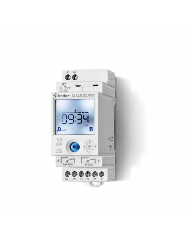 INTERRUPTEUR HORAIRE ASTRO 7JR DIGITAL 2 INVERSEURS 16A 12-24V ACDC PROGRAMMATION MANUELLE OU PAR SMARTPHON FINDER 416380