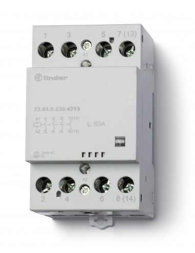 CONTACTEUR MODULAIRE 24VAC/DC 2NO+2NC 63A AGSNO2 INDICATEUR MECANIQUE FINDER 376554