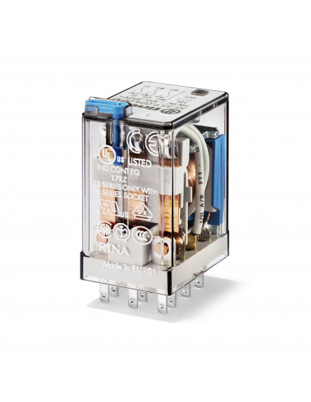 RELAIS EMBROCHABLE 3RT 10A 12VDC BOUTON TEST + LED + DIODE FINDER 092836