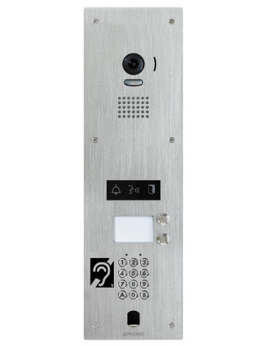 Platine vidéo inox encastrée 2BP clavier a codes percage vigik obturateur et boucle magnétique AIPHONE JP2LKVBMA 130353