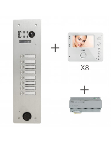 Kit Video Alu 1R 8 Bp 2 Voice Programmé URMET KV83/108