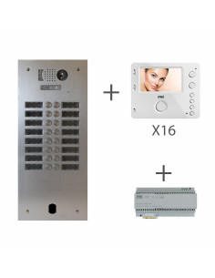 KIT VIDEO ALU 2R 16 BP 2 VOICE PROGRAMMÉ URMET KV83/216