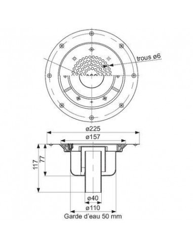 Siphon de sol pour sols souples Inox Verticale DN40 ACO 403819