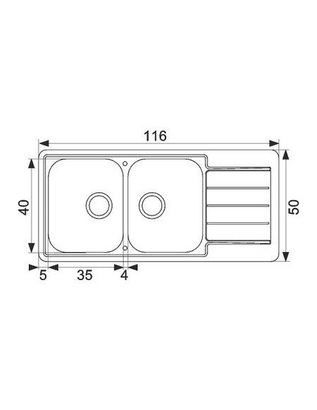 EVIER INOX A ENC 2C1E 116X50 MODERNA EEBM116A03