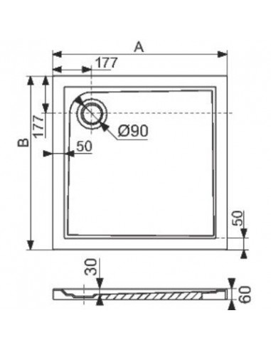 REC CARRE SLAM ACRY 90X90 BLC LEDA L12SLC0090