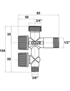 ROBINET MAL DOUBLE 1/4T MALE COMB5MAC 2