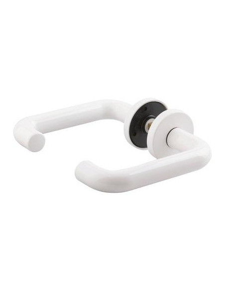 Poignée de porte sur rosace nylon blanc NY92F Bec de cane ZD92F+R.BDC NORMBAU