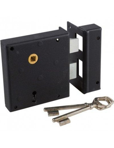 Serrure en applique verticale Alsace Axe 65 mm 1/2T Noire 2 Cles 105D JPM 530000-02-1Y