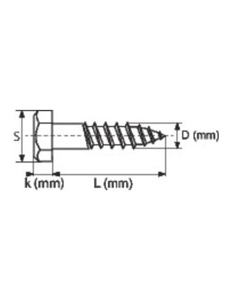 TIREFOND INOX A2 6X 50 /50 VISWOOD 402605016B