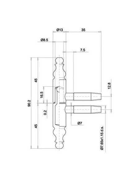 Fiche à visser nœuds à vases Acier vieilli 13X88mm BRUNI M/F OTLAV
