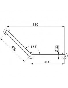 BARRE 135° BASIC D32 400X400 DELABIE 35082W 2
