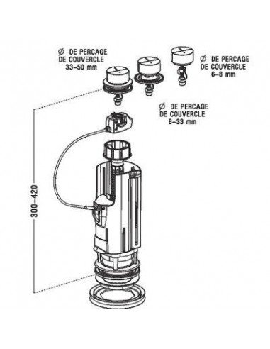 Mécanisme de chasse A câble Double débit Universel Nicoll  0702116
