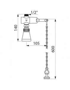Pomme de douche à chaîne Tempostop Débit 9 l/min à 3 bar DELABIE 747004 2