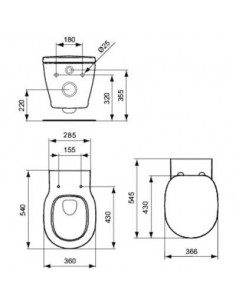 Cuvette WC suspendue compacte 45x36 cm sans bride, A16 Mini, blanc