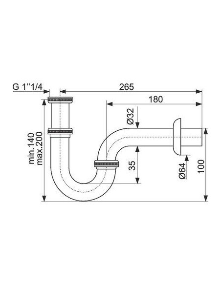 SIPHON TUBE LAVABO CHROME 26.715.5