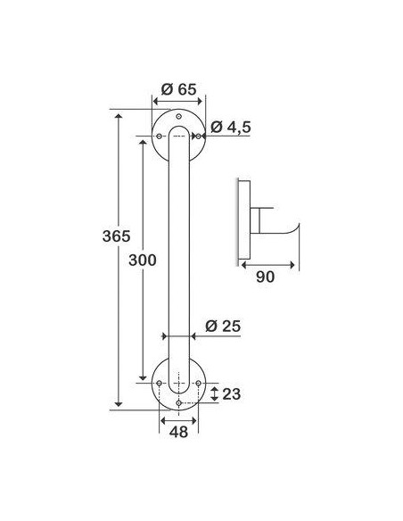 BARRE DROITE CHROME 30CM PELLET 822964