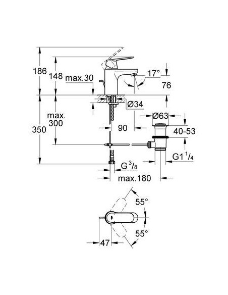 MIT ECOCARE COSMO LAVABO GROHE 3282500E