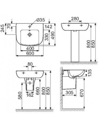 ODEON UP LAVABO 60 CM JACOB DELAFON E4736-00