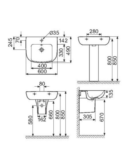 ODEON UP LAVABO 60 CM JACOB DELAFON E4736-00