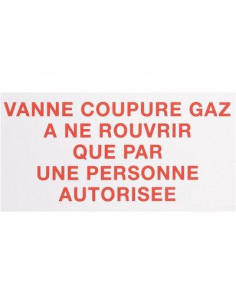 Étiquette plastique rigide rectangulaire Vanne de coupure Gaz CODITHERM CZ06