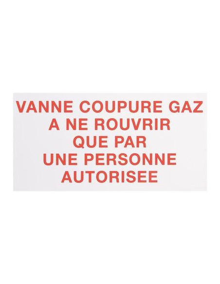 Étiquette plastique rigide rectangulaire Vanne de coupure Gaz CODITHERM CZ06