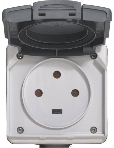 Prise 3P+T étanche 20A Plexo complet IP55 saillie gris LEGRAND 91656
