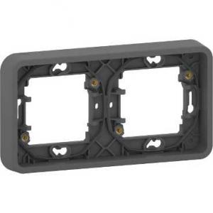 Mureva Styl Cadre 2 postes horizontal encastré IP55 IK08 gris SCHNEIDER MUR34101