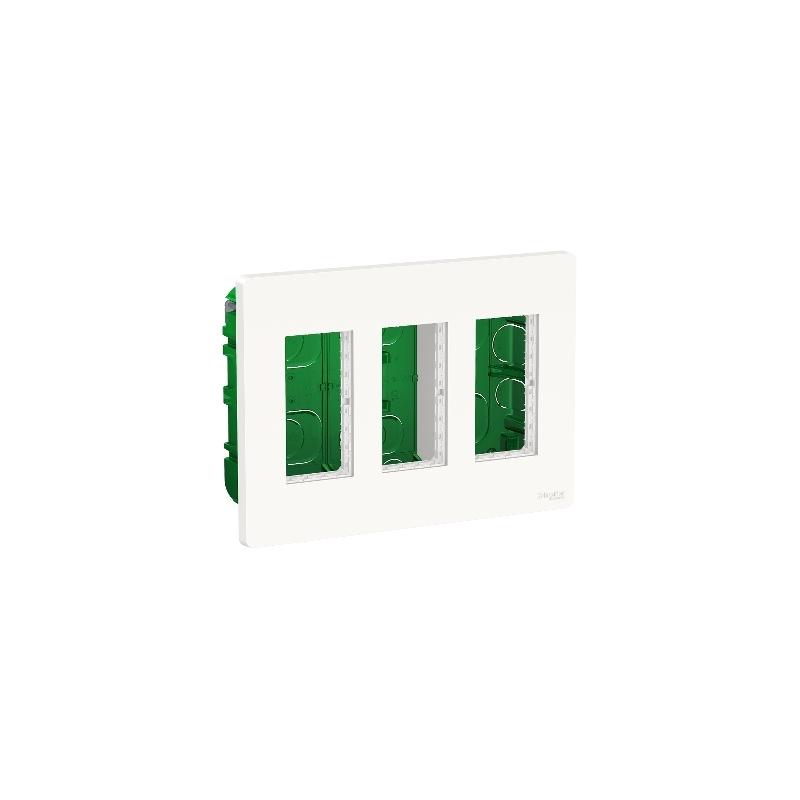Unica boîte de concentration encastrée complète 3 col de 4 mod Blanc SCHNEIDER NU173418