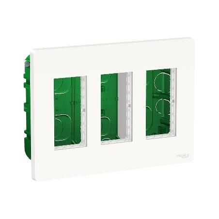 Unica boîte de concentration encastrée complète 3 col de 4 mod Blanc SCHNEIDER NU173418