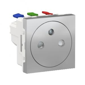 Unica prise 2P+T FR 90° affleurant raccord rapide Alu méca seul SCHNEIDER NU305230 2