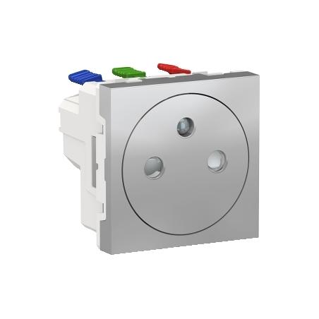 Unica prise 2P+T FR 90° affleurant raccord rapide Alu méca seul SCHNEIDER NU305230
