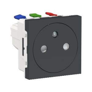 Unica prise 2P+T FR 90° affleurant raccord rapide Anthra méca seul SCHNEIDER NU305254 2