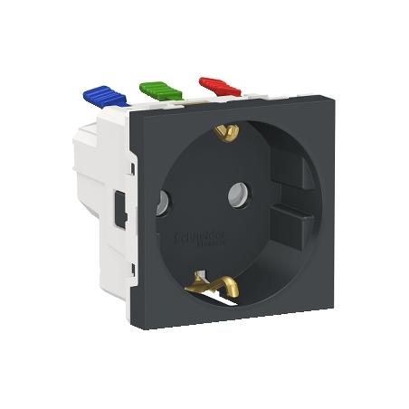 Unica prise 2P+T DE connexion rapide Anthracite méca seul SCHNEIDER NU305754
