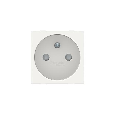 Unica prise 2P+T FR 90° raccord rapide travers Blanc anti méca seul SCHNEIDER NU305920